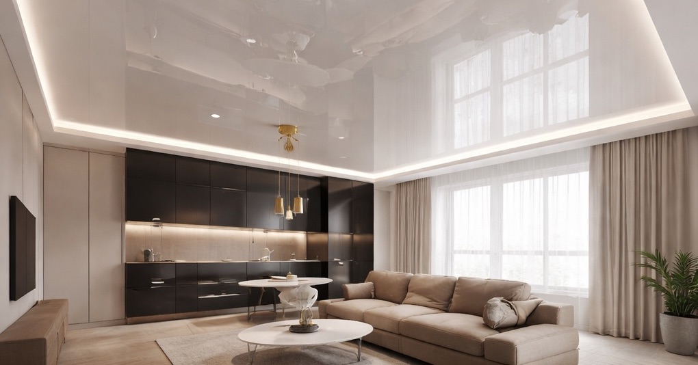 глянцевый натяжной потолок